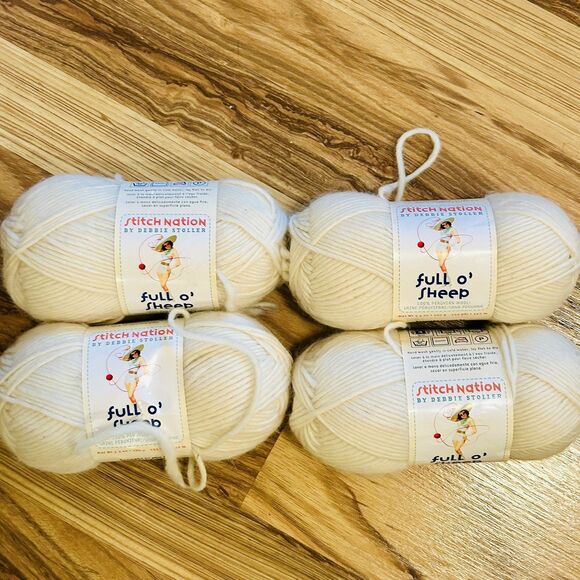 Full O' Sheep Wool Yarn Little Sheep White 2205 155 Yards Peru Lot of 4 - Picture 1 of 5